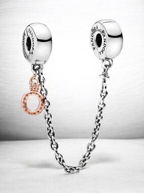 NEW Authentic PANDORA Bracelet Dangling Crown O Safety Chain Charm #788313